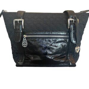 Brighton Black Quilted & Patent Leather Shoulder bag/tote